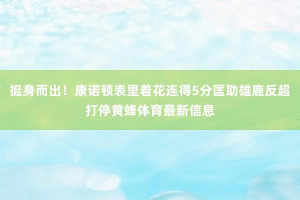 挺身而出！康诺顿表里着花连得5分匡助雄鹿反超打停黄蜂体育最新信息