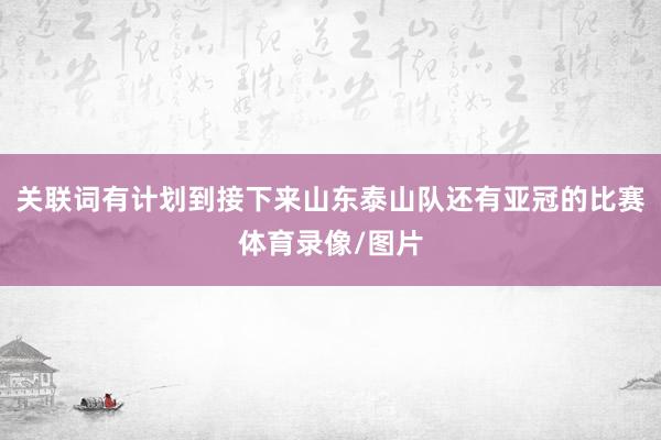 关联词有计划到接下来山东泰山队还有亚冠的比赛体育录像/图片