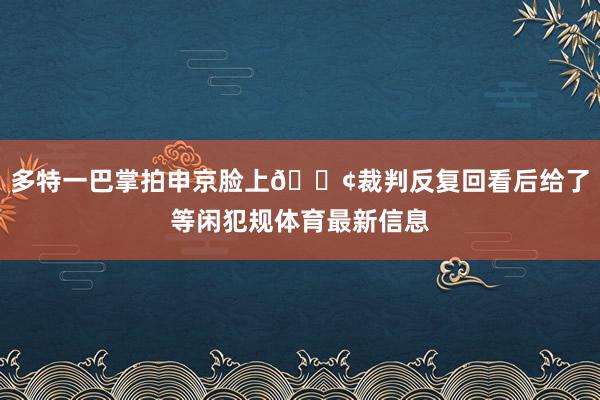 多特一巴掌拍申京脸上😢裁判反复回看后给了等闲犯规体育最新信息